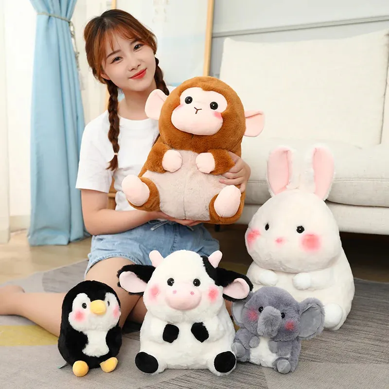 18/40cm Cartoon  Anime Family Cow&Penguin&Elephant&Pig&Rabbit Plush Toys for Children Stuffed Doll Baby Appease Toys Xmas Gifts