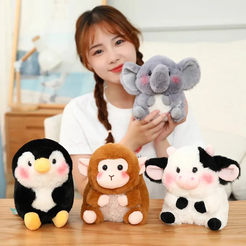 18/40cm Cartoon  Anime Family Cow&Penguin&Elephant&Pig&Rabbit Plush Toys for Children Stuffed Doll Baby Appease Toys Xmas Gifts