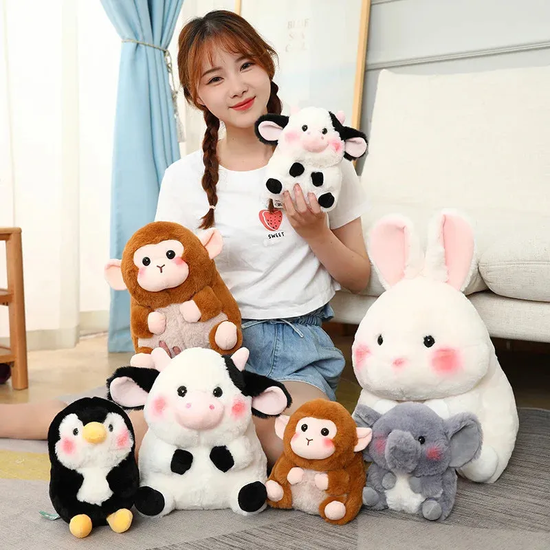 18/40cm Cartoon  Anime Family Cow&Penguin&Elephant&Pig&Rabbit Plush Toys for Children Stuffed Doll Baby Appease Toys Xmas Gifts