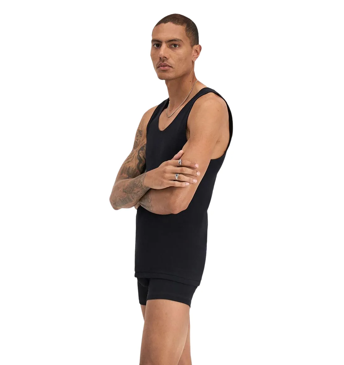 5 x Bonds X-Temp Black Mens Chesty Cotton Plain Singlet Vest Tank Top