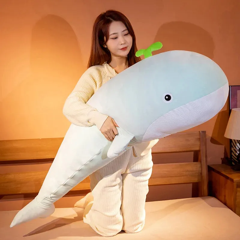 60/120cm Lovely Blue Whale Plush Toys Cute Animals Big Shark Doll Soft Stuffed  Fish Toy Children Girls Xmas Gift