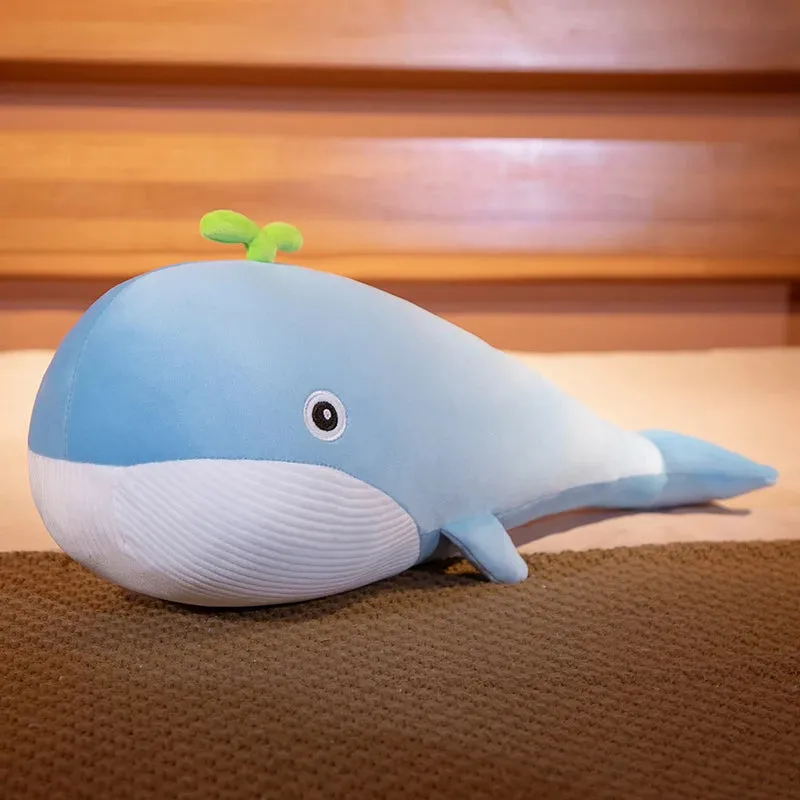 60/120cm Lovely Blue Whale Plush Toys Cute Animals Big Shark Doll Soft Stuffed  Fish Toy Children Girls Xmas Gift