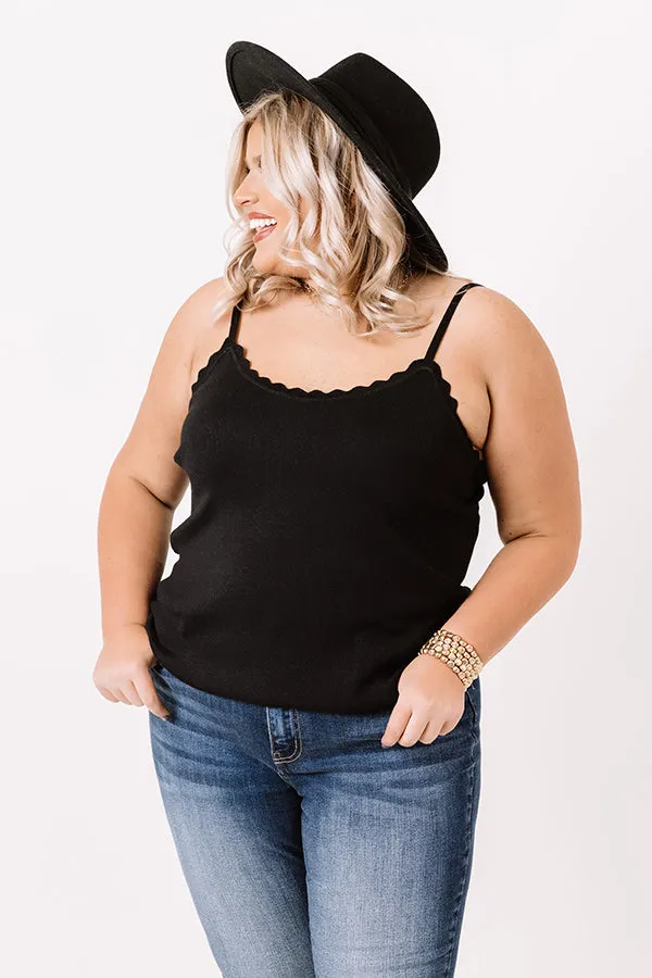 Acts Of Kindness Scalloped Tank In Black   Curves