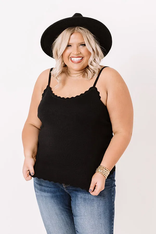 Acts Of Kindness Scalloped Tank In Black   Curves