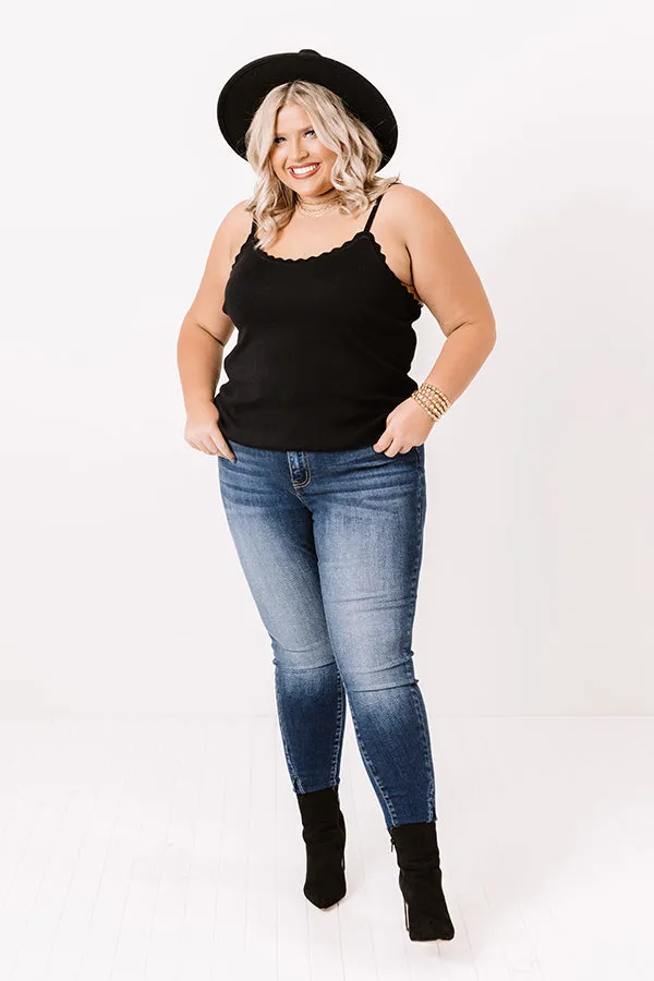 Acts Of Kindness Scalloped Tank In Black   Curves