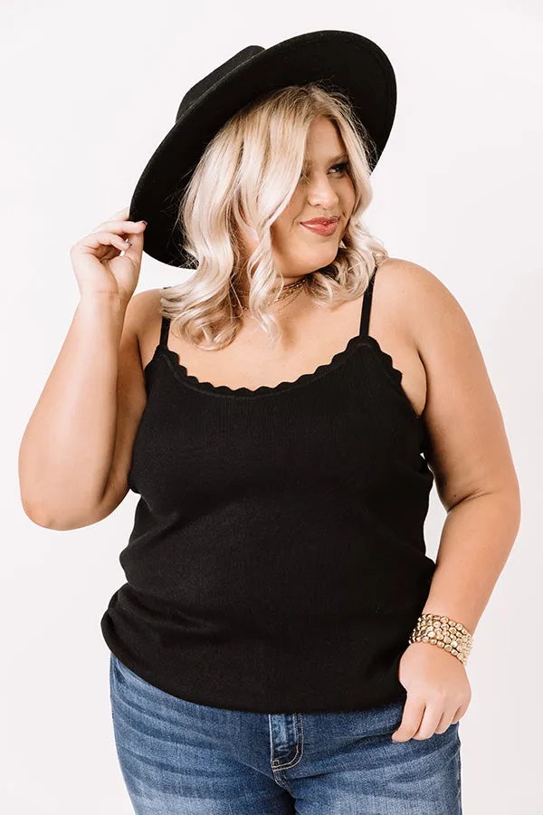 Acts Of Kindness Scalloped Tank In Black   Curves