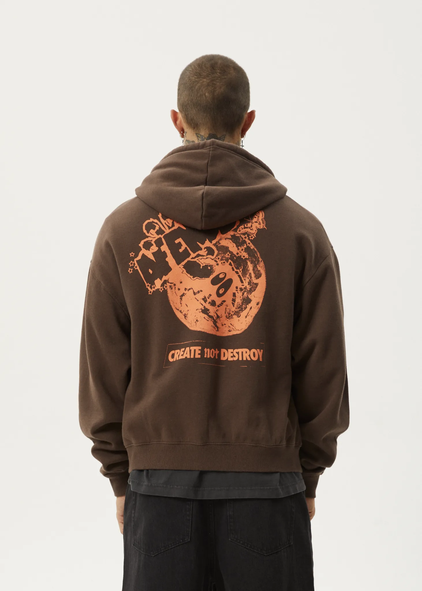 AFENDS Mens Cosmic Life - Zip Hood - Coffee