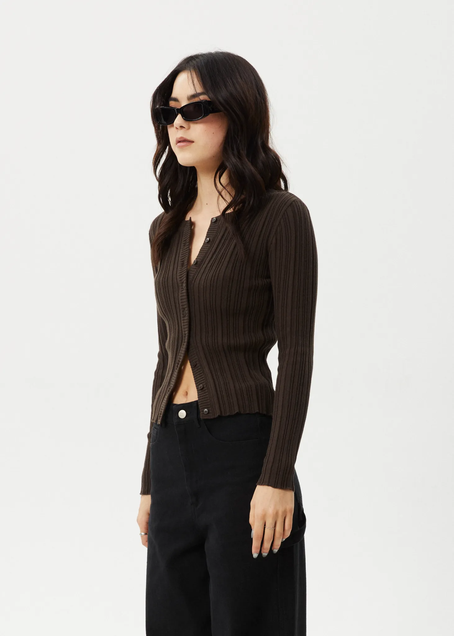 AFENDS Womens Landed - Knit Cardigan - Coffee