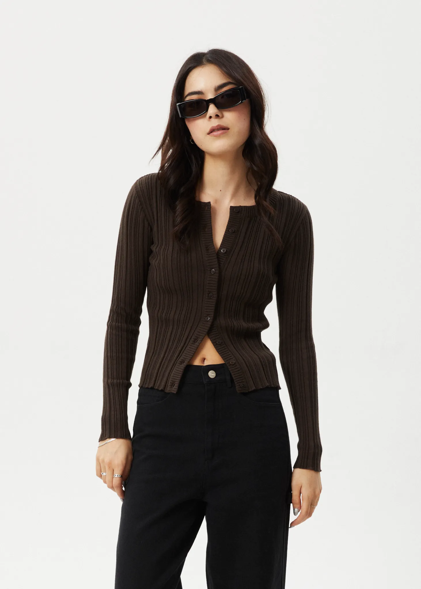 AFENDS Womens Landed - Knit Cardigan - Coffee