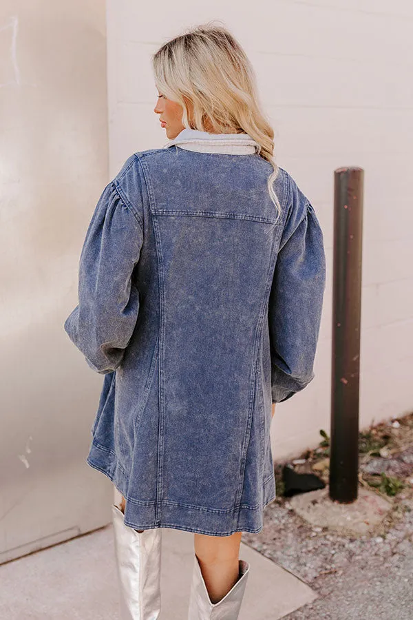 Afternoon Date Denim Mini Dress in Blue