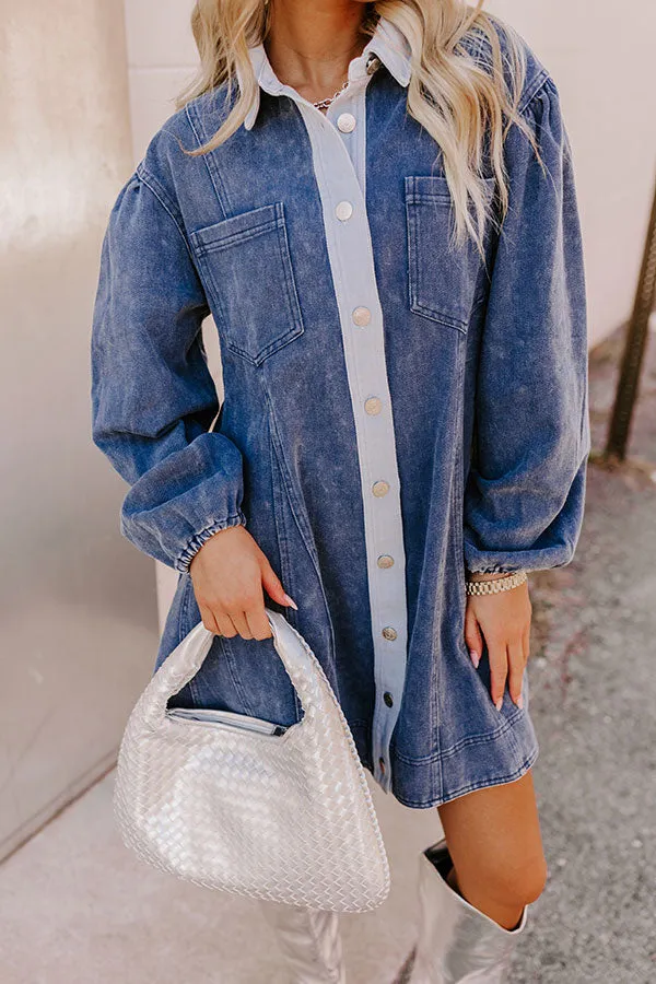 Afternoon Date Denim Mini Dress in Blue