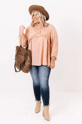 Already Enamored Babydoll Top In Peach Curves