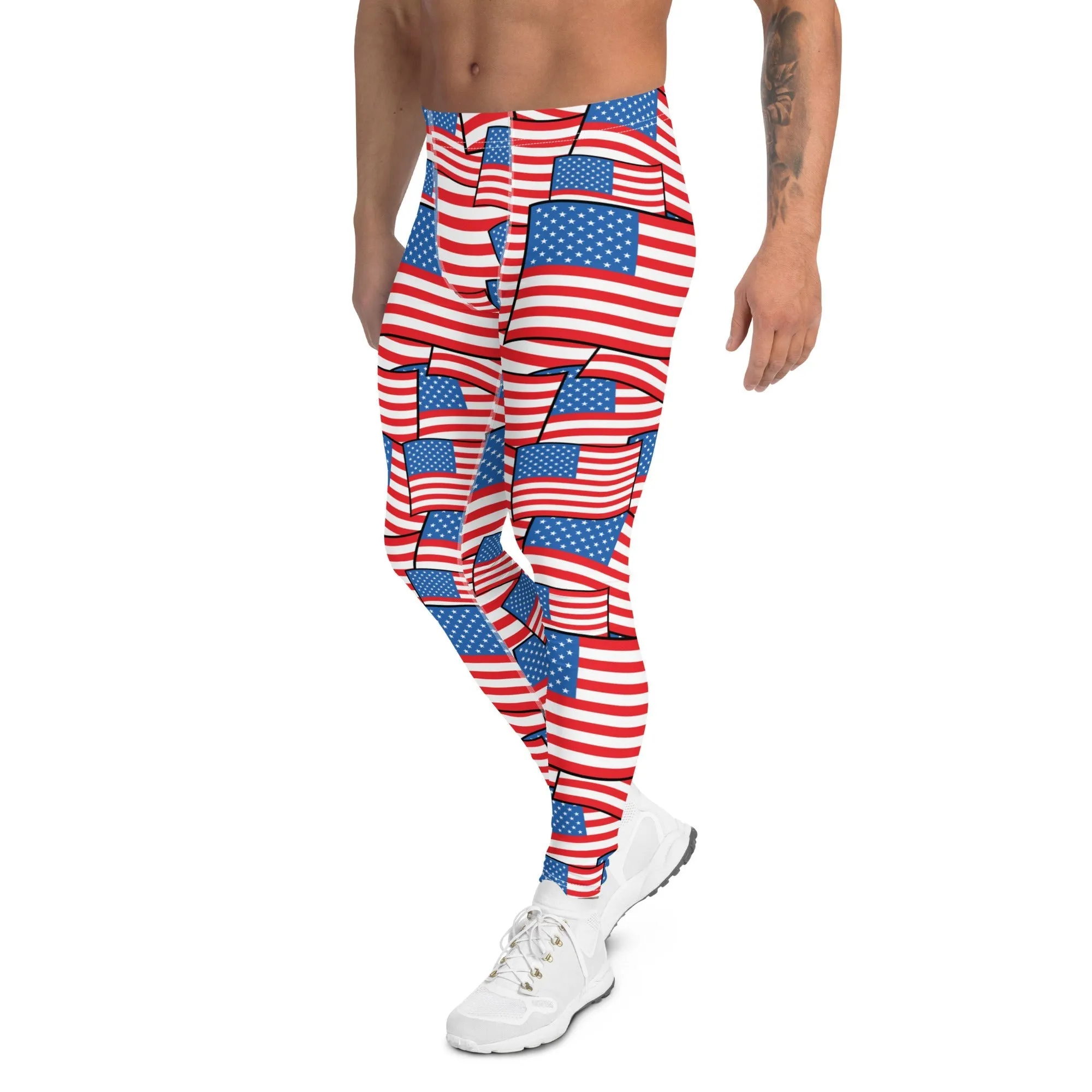 American Flag Pattern Men's Leggings