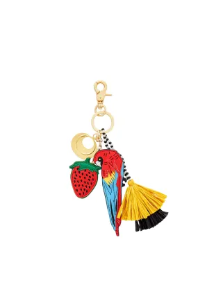 APPLIQUE LEATHER KEYRING THERE'S NO PLACE LIKE RIO