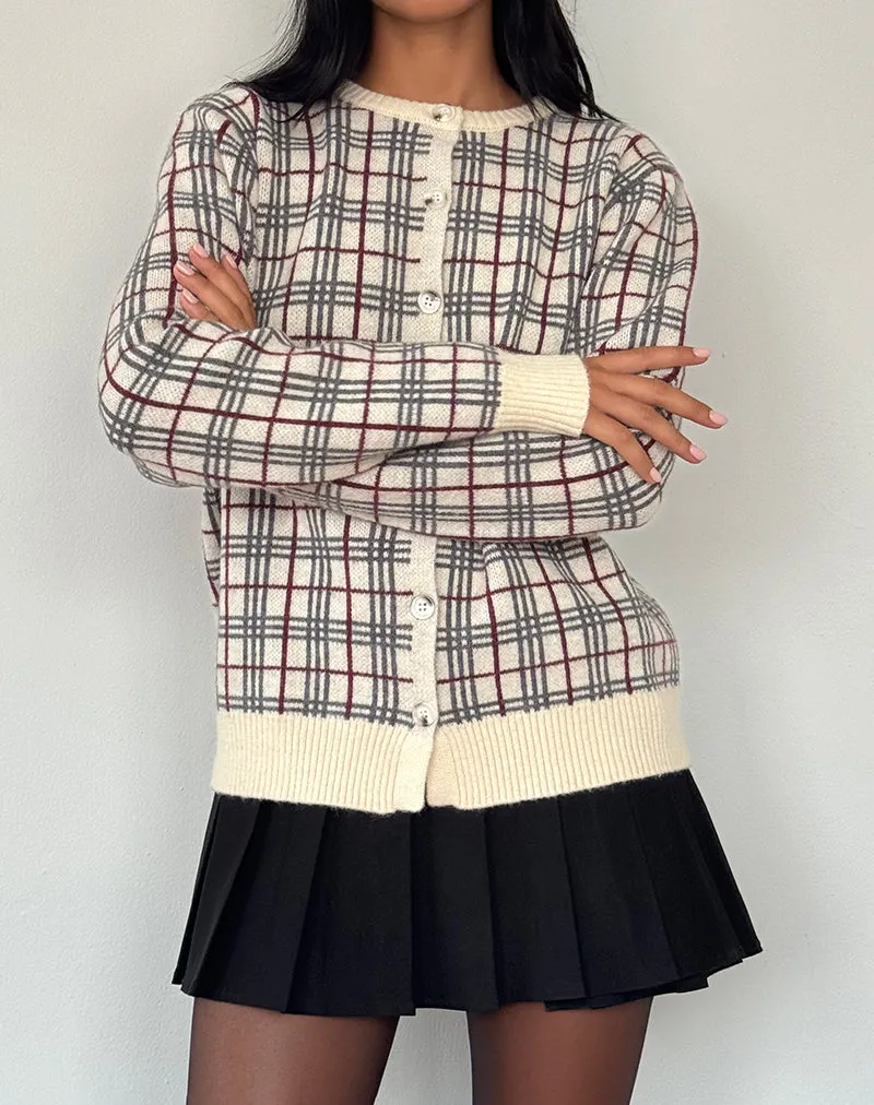 Arlene Cardigan Checked Knit Cream