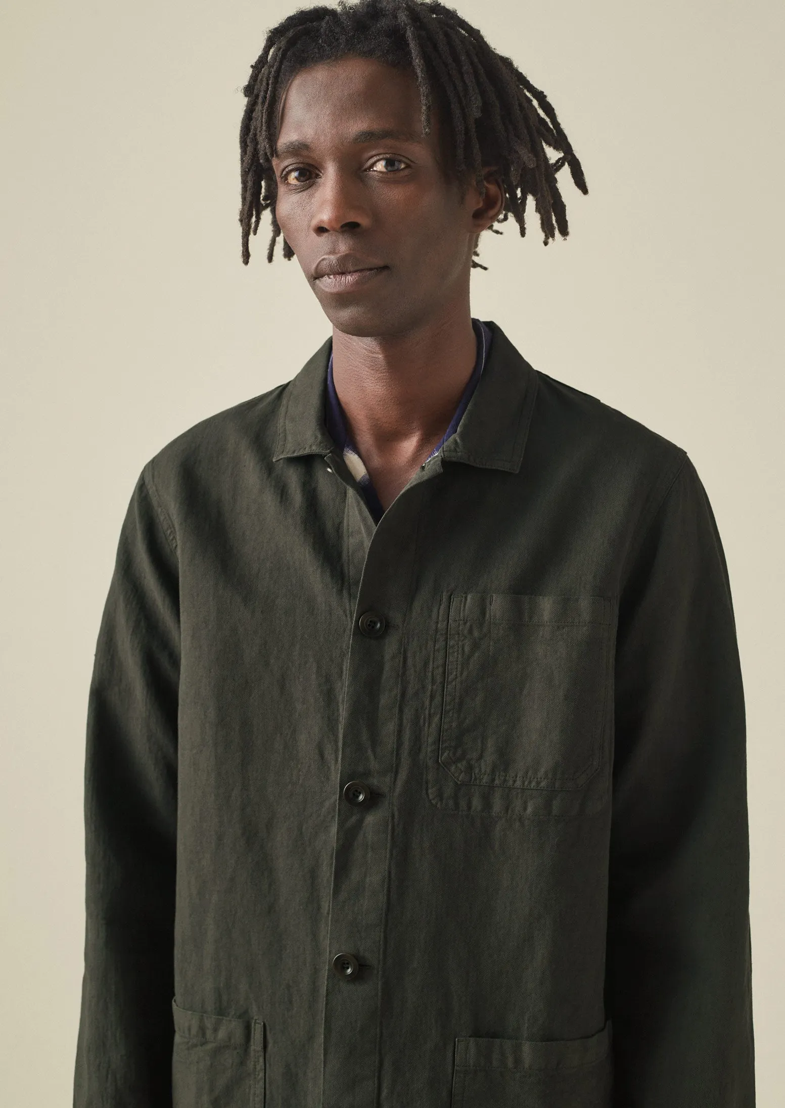 Arlo Garment Dyed Herringbone Jacket | Dark Moss