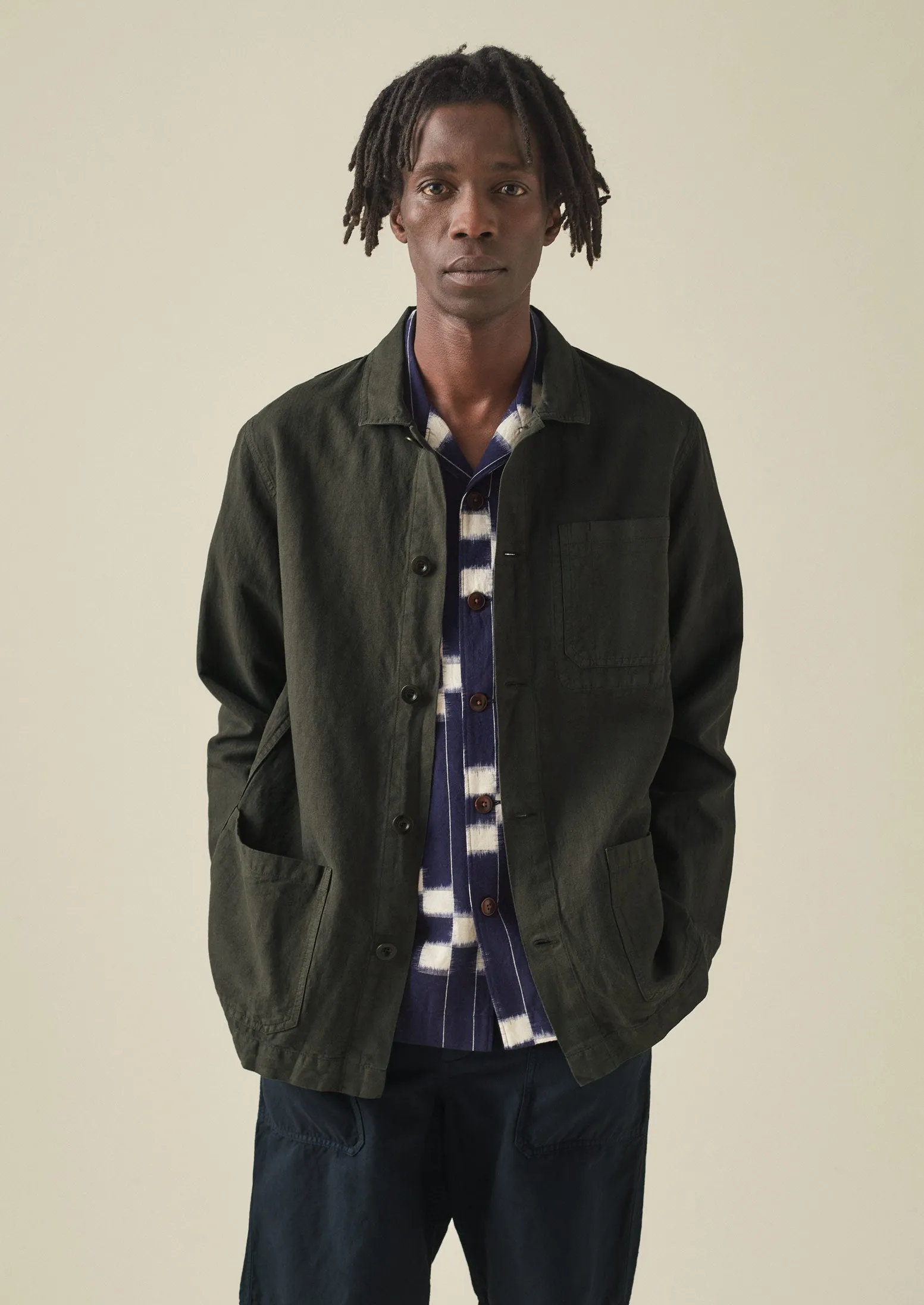 Arlo Garment Dyed Herringbone Jacket | Dark Moss