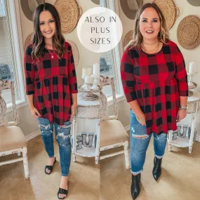 As You Wish Buffalo Plaid Baby Doll Top in Red