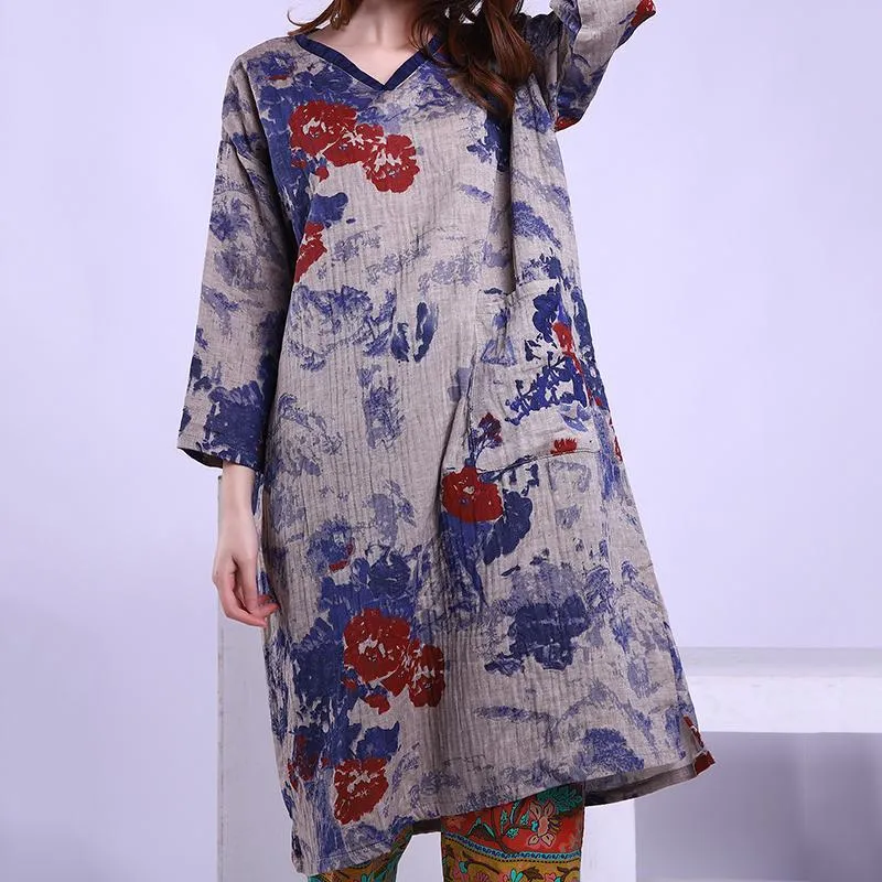 Babakud Vintage Printed Cotton Linen Dresses