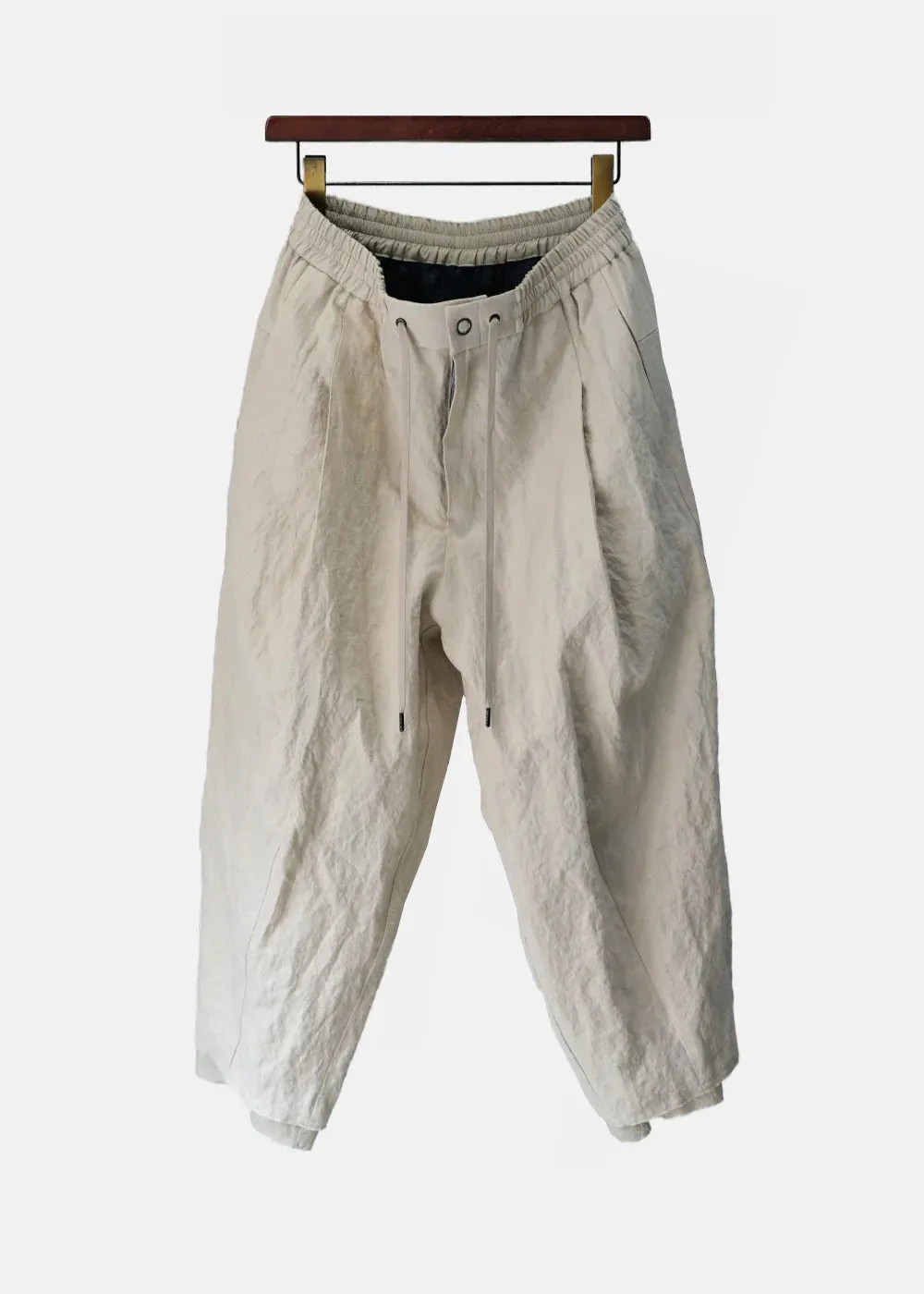 Beige Metal Shrink Pants