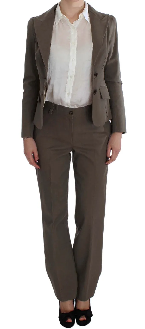 BENCIVENGA Beige Wool-Cotton Suit Set Chic Women's Elegance