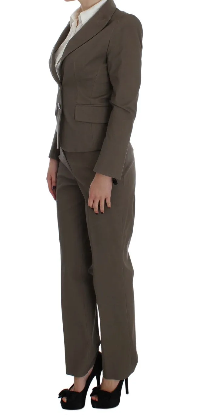 BENCIVENGA Beige Wool-Cotton Suit Set Chic Women's Elegance