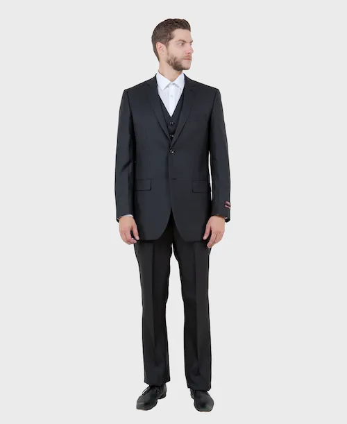 Black Sharkskin Modern Fit 3-Piece Suit