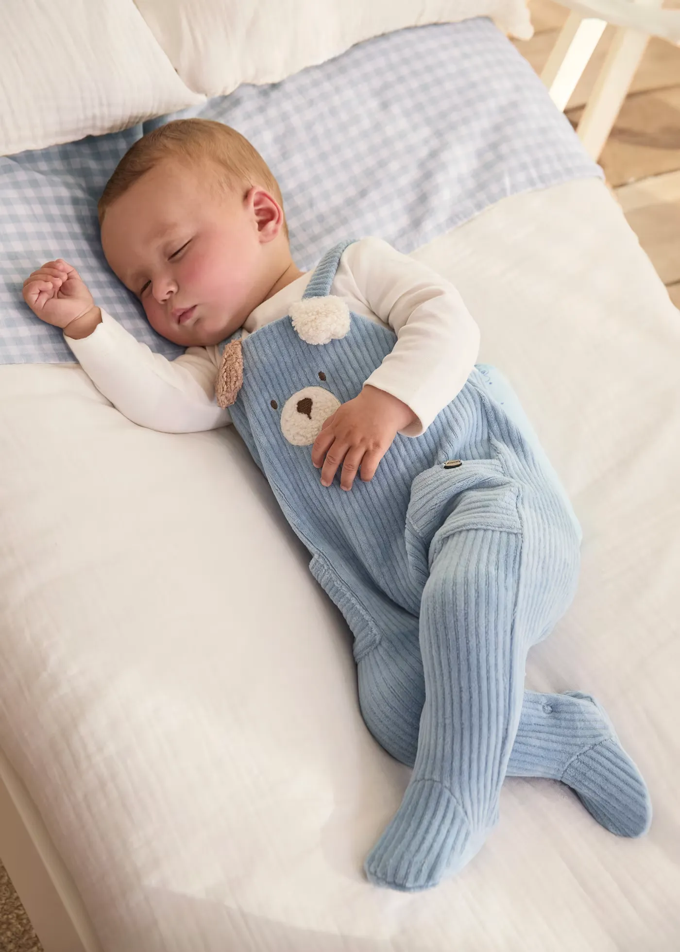 Blue Bear Applique Overall Babygrow