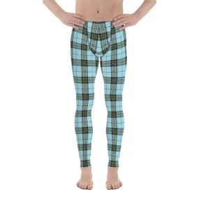 Blue Plaid Print Men's Leggings