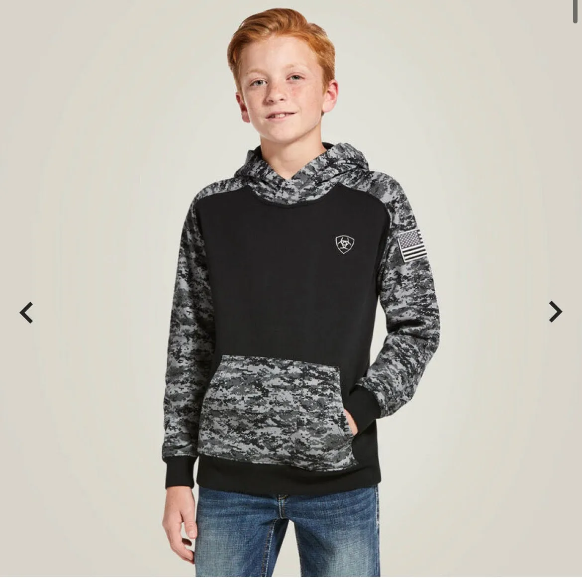 Boys Patriot Hoodie (Black Camo)