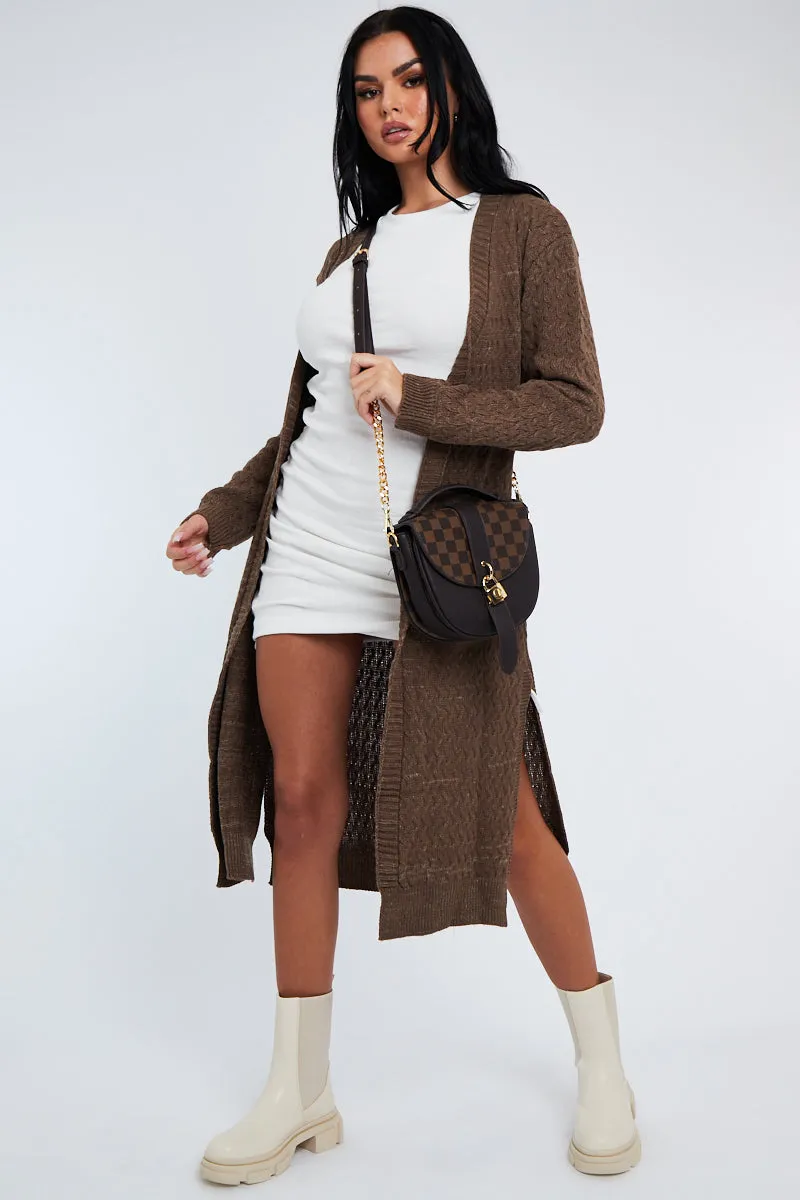 Brown Long Knit Cardigan - Shola