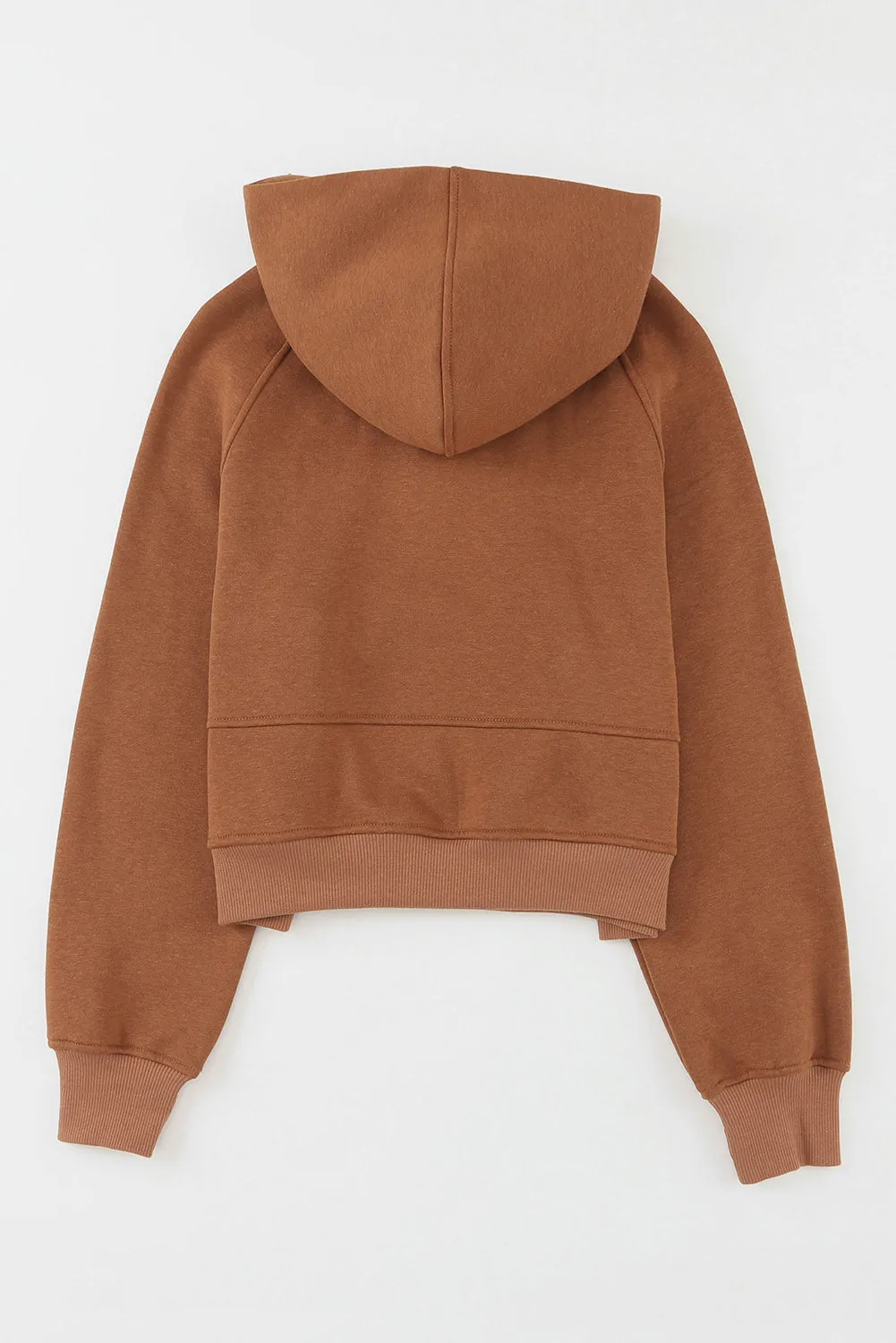 Brown Quarter Zip Kangaroo Pocket Hoodie