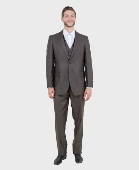 Brown Sharkskin Modern Fit 3-Piece Suit