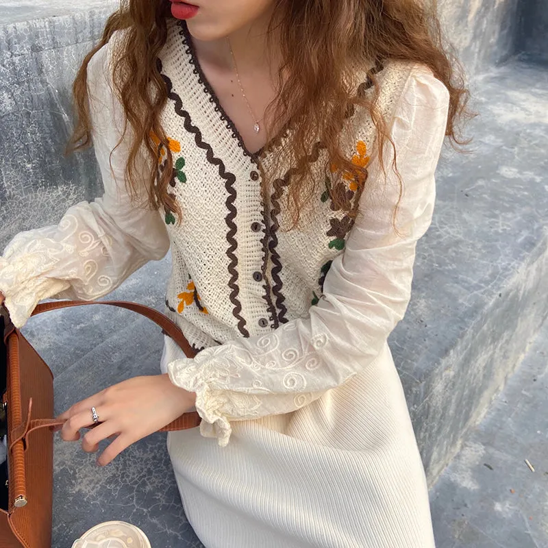 Button-Down Cardigan With Embroidery