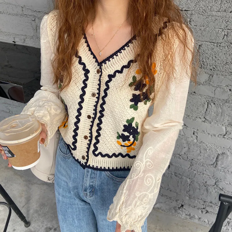 Button-Down Cardigan With Embroidery