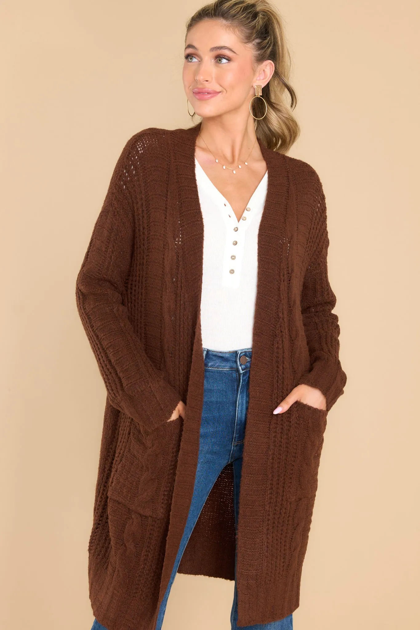 By The Fireplace Brown Cardigan