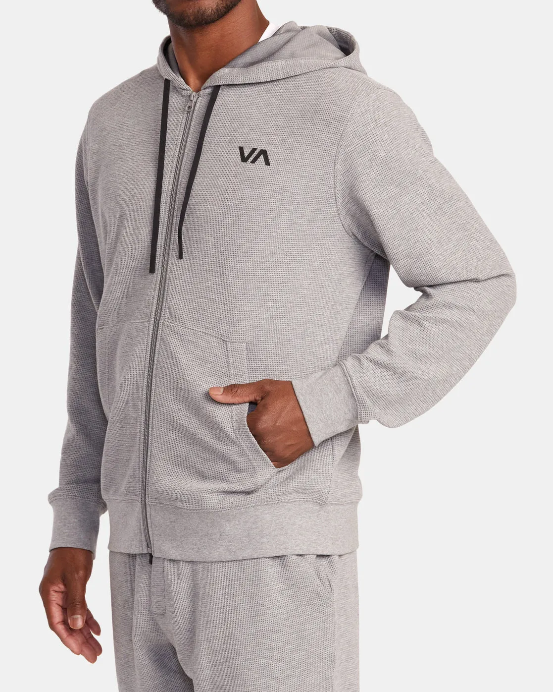 C-Able Waffle Knit Zip Hoodie - Heather Grey