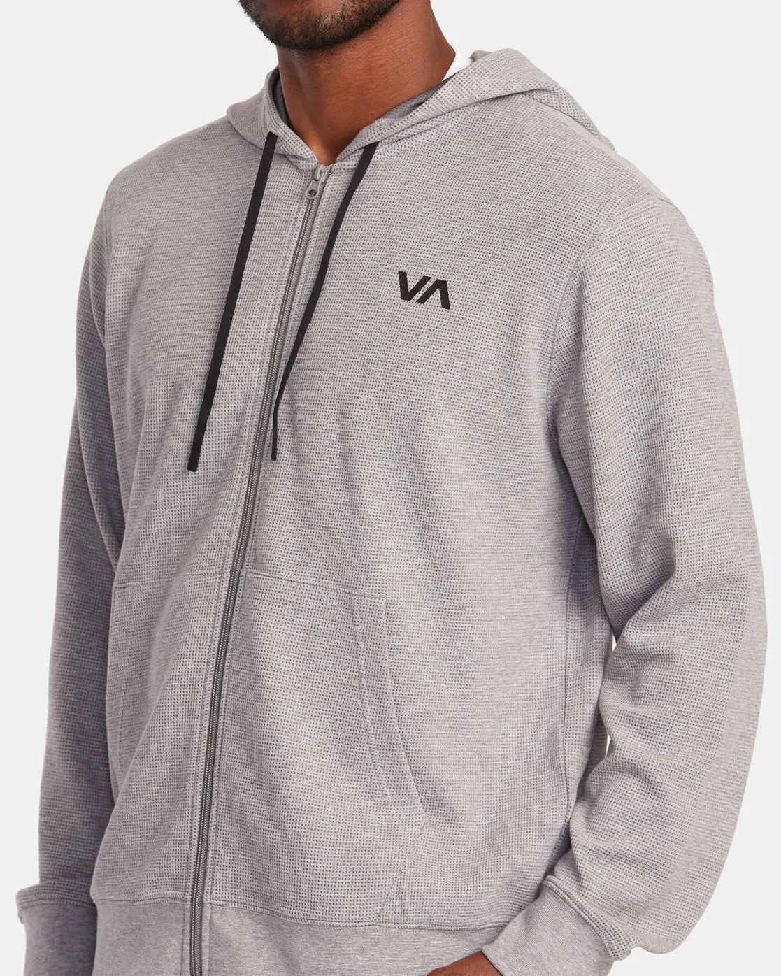 C-Able Waffle Knit Zip Hoodie - Heather Grey