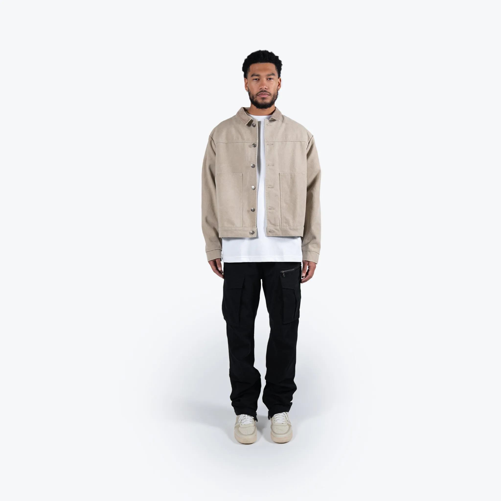 CANVAS WORKWEAR TRUCKER JACKET - NEUTRAL SAIL