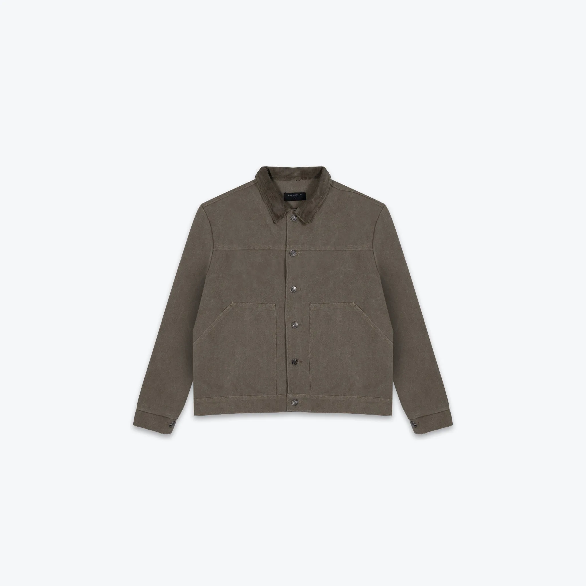 CANVAS WORKWEAR TRUCKER JACKET - WASHED OLIVE