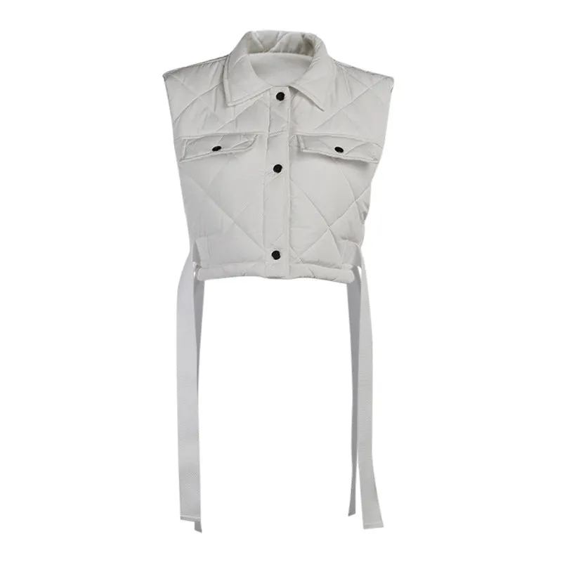 Casual All-match Short Diamond Pocket Vest Jacket Women