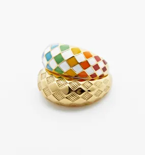 Checker Rings - Rainbow Set of 2