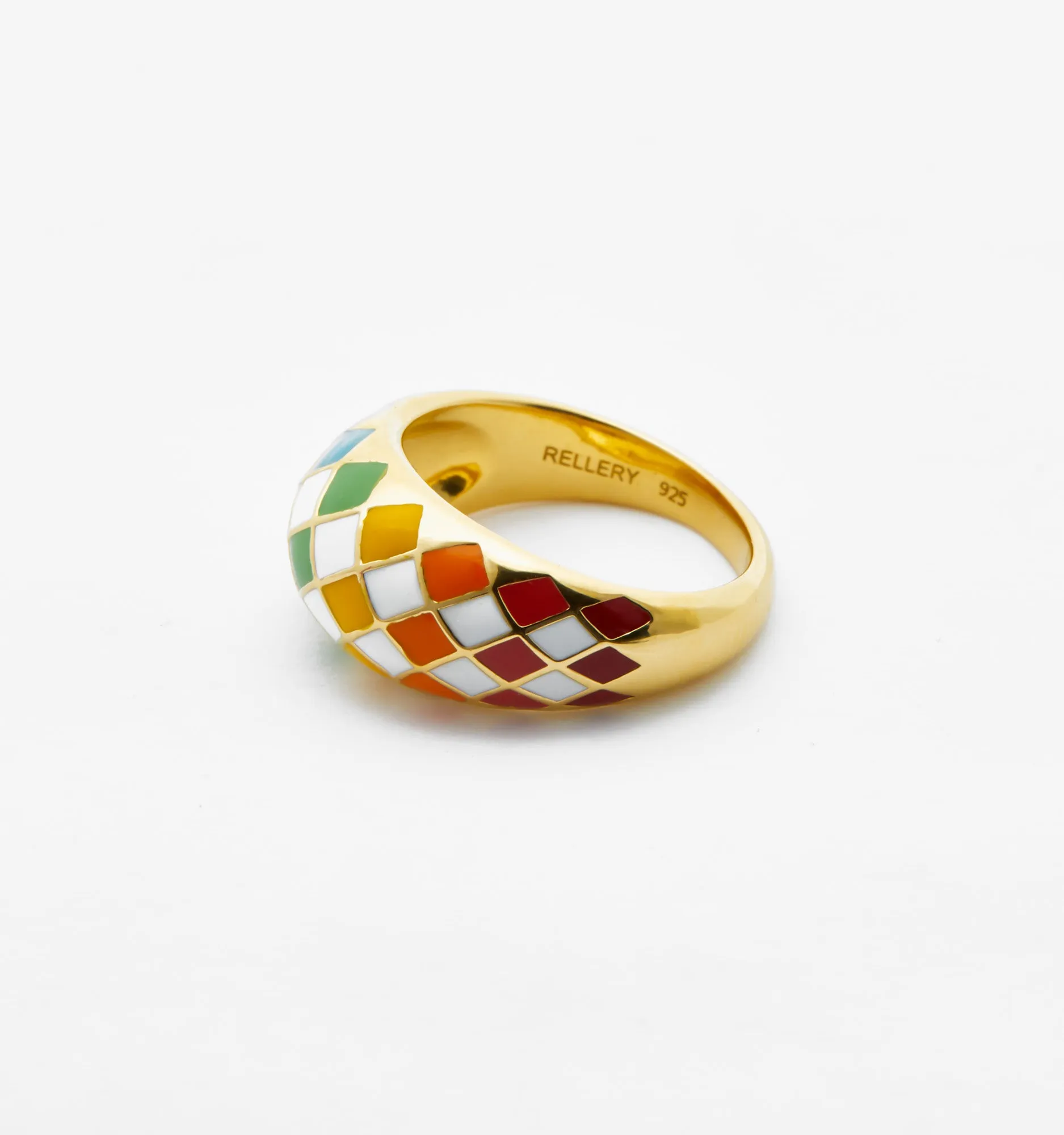 Checker Rings - Rainbow Set of 2