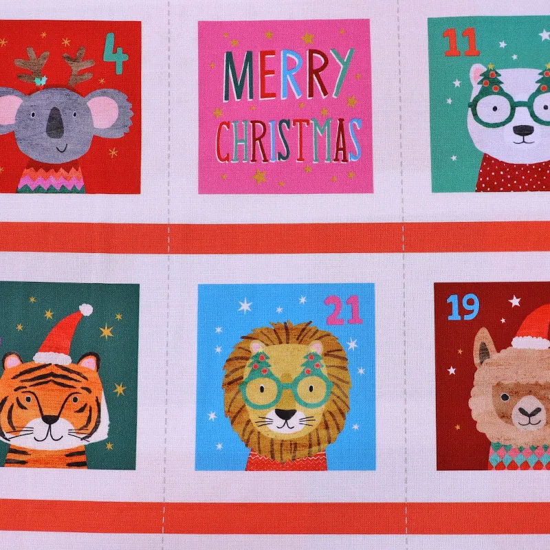 Christmas Cotton - Animal Advent Calendar Panel