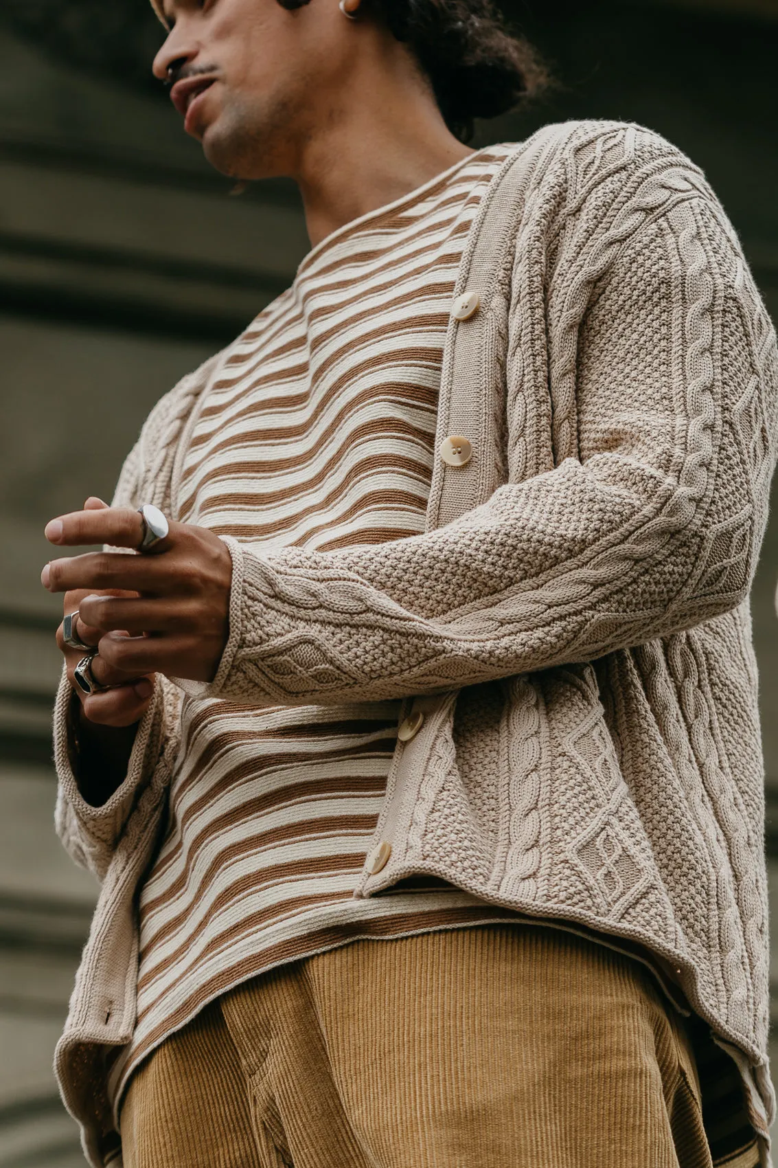 Cohen Cable Knit Cardigan - Beige