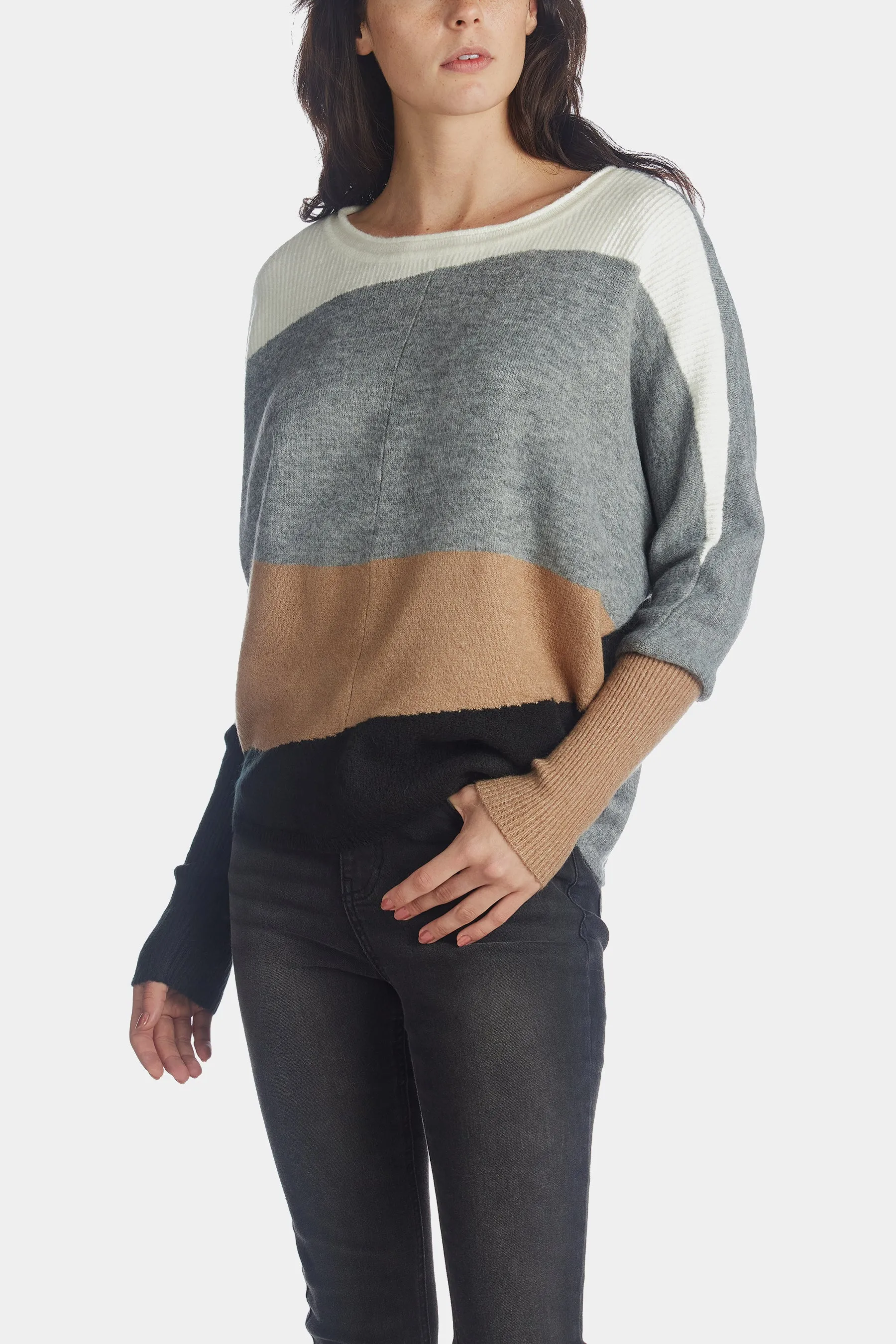 Color Block Crew Neck Sweater