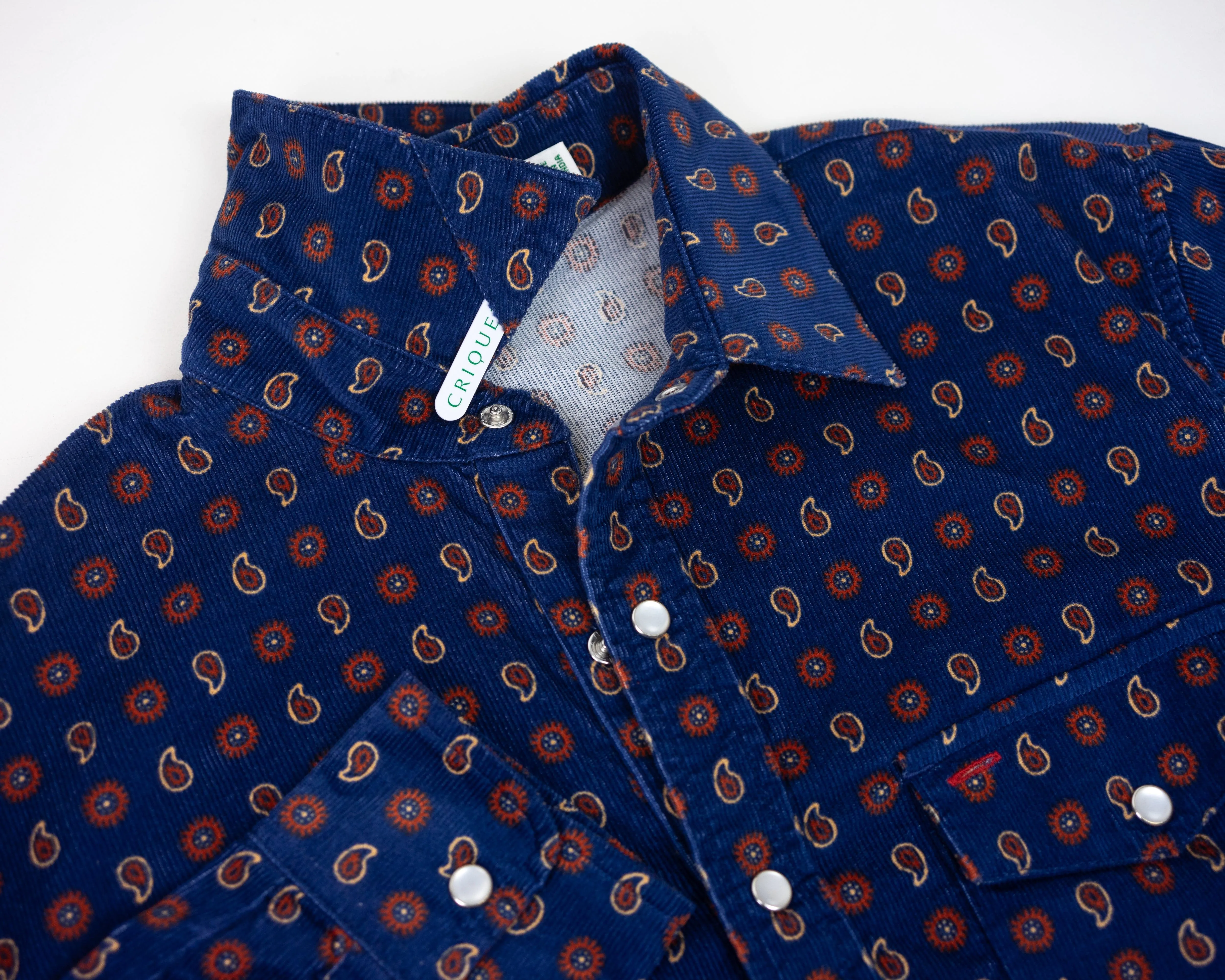 Corduroy Pearl Snap - Bandit Print - Navy