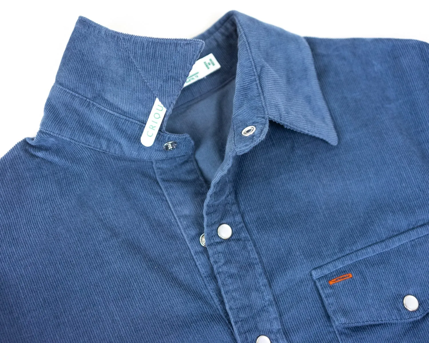 Corduroy Pearl Snap - Slate Blue