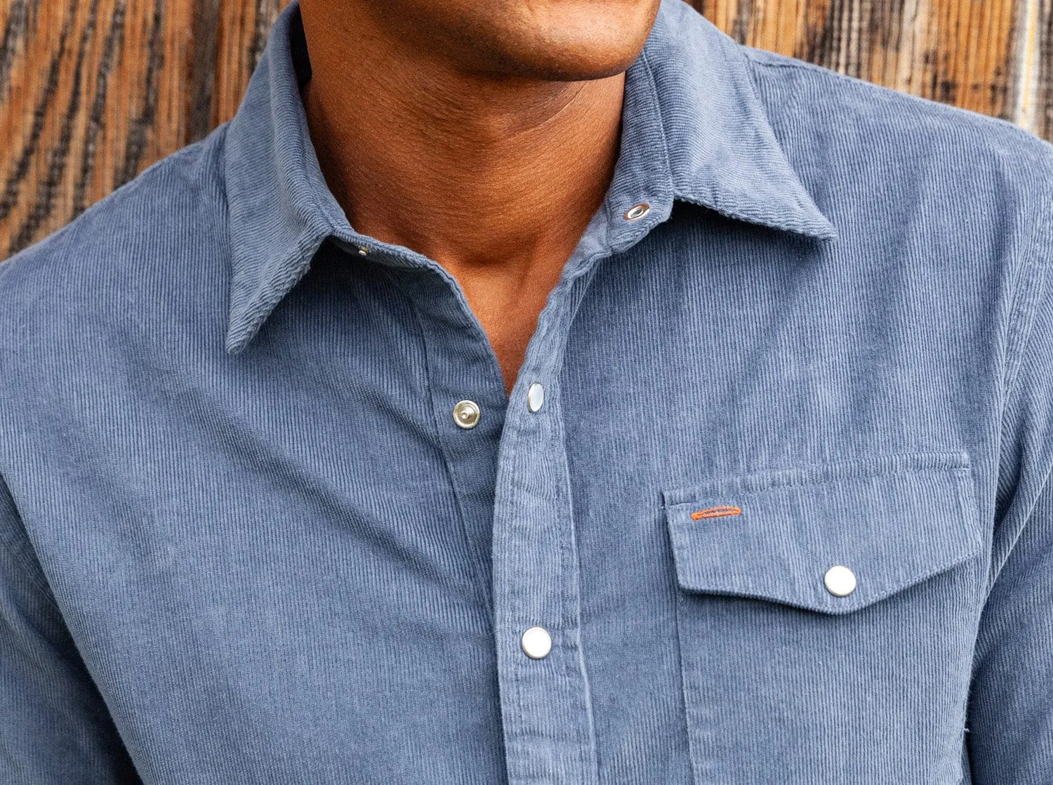 Corduroy Pearl Snap - Slate Blue