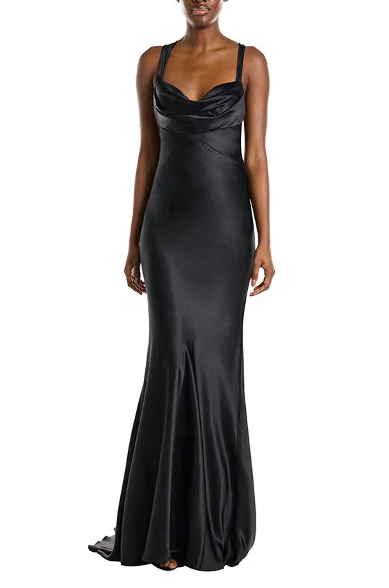 Cowl Neck Sleeveless Satin Gown